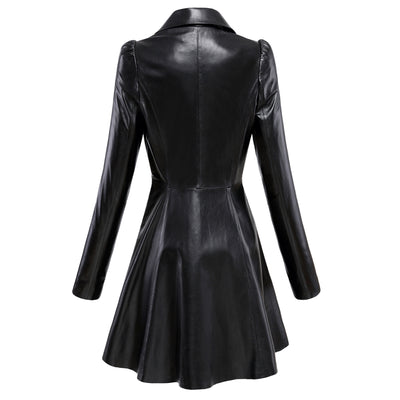 Abrigo Largo de Cuero Oversized con Bajo Amplio - Image 8