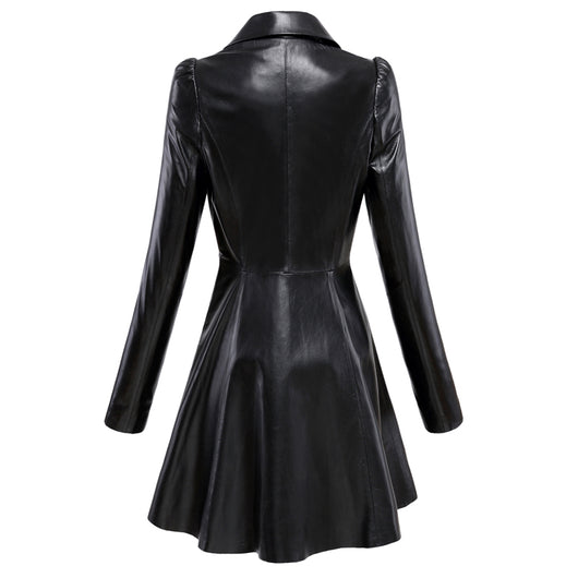 Abrigo Largo de Cuero Oversized con Bajo Amplio - Image 8