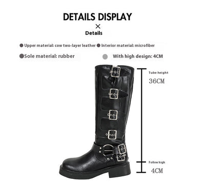 Botas Martin de Cuero Genuino con Tacón Robusto y Hebilla Retro para Mujer - Image 7