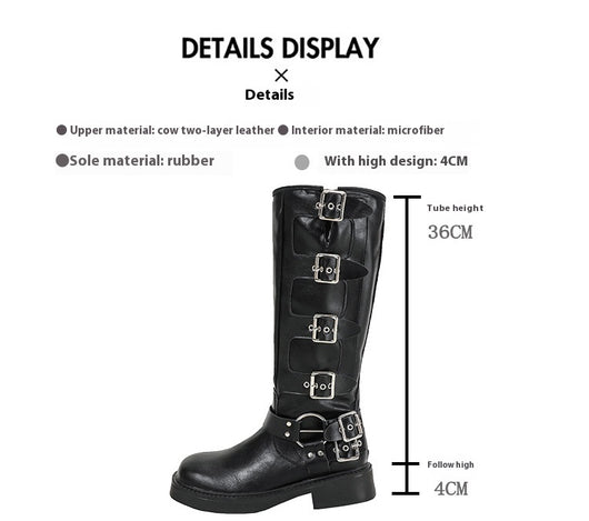 Botas Martin de Cuero Genuino con Tacón Robusto y Hebilla Retro para Mujer - Image 7
