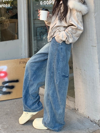 Jeans Machete Desgastados Lavados para Mujer Corte Holgado Tendencia - Image 14