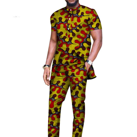 Conjunto Africano de Algodón para Hombre: Camisa Manga Larga y Pantalón - Image 22