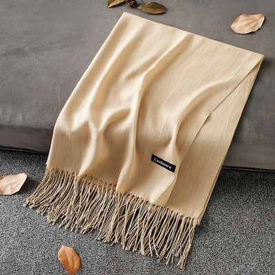 Pashmina Elegante de Color Liso con Borlas - Image 20