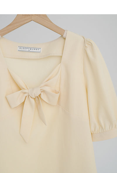 Blusa Elegante con Moño y Cuello Cuadrado Escote Descubierto - Image 5