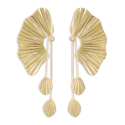 Pendientes Elegantes de Hoja y Concha Marina - Image 9