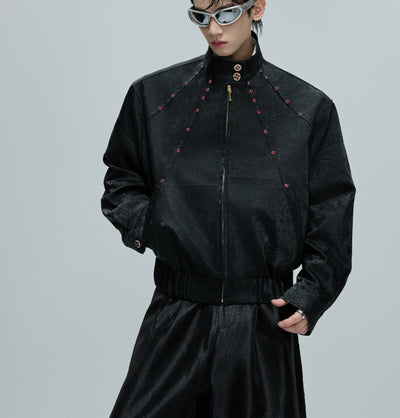 Chaqueta Corta Cuello Mao Bordada para Otoño - Image 3