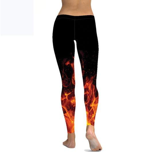 Leggings Deportivos Talle Grande Cintura Alta Estampado Flame Black - Image 8