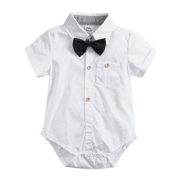 Conjunto de 3 Piezas: Enterizo, Babero y Corbatín para Bebé