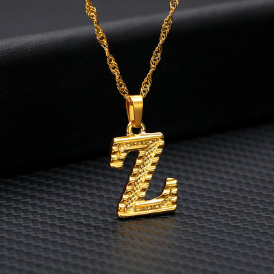 Collar con Colgante de 26 Letras Chapado en Oro - Image 28