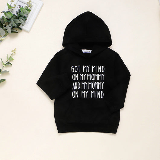 Sudadera Hoodie Negra con Letras para Niños y Niñas - Image 9