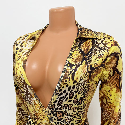 Jumpsuit Ajustado Estampado Serpiente Manga Larga - Image 14