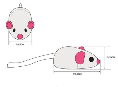 Five fake mouse cat toys with white bodies, grey or black backs, pink ears, black eyes, and red noses. - Image 8