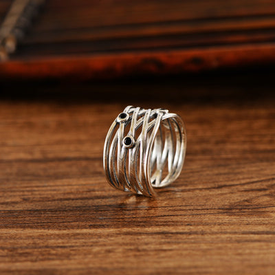 Anillo de Plata S925 Tejido Ancho Vintage para Mujer - Image 10