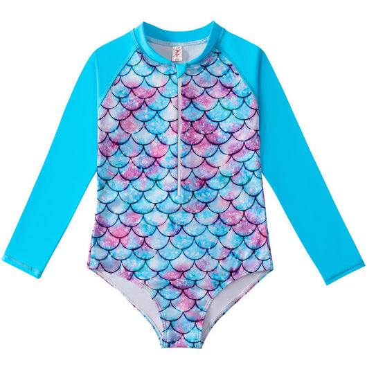 Traje de Baño Sirena Infantil de Manga Larga con Escamas - Image 4