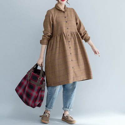 Vestido Largo Escocés de Lana para Mujer - Estilo Universitario Otoño Invierno - Image 4