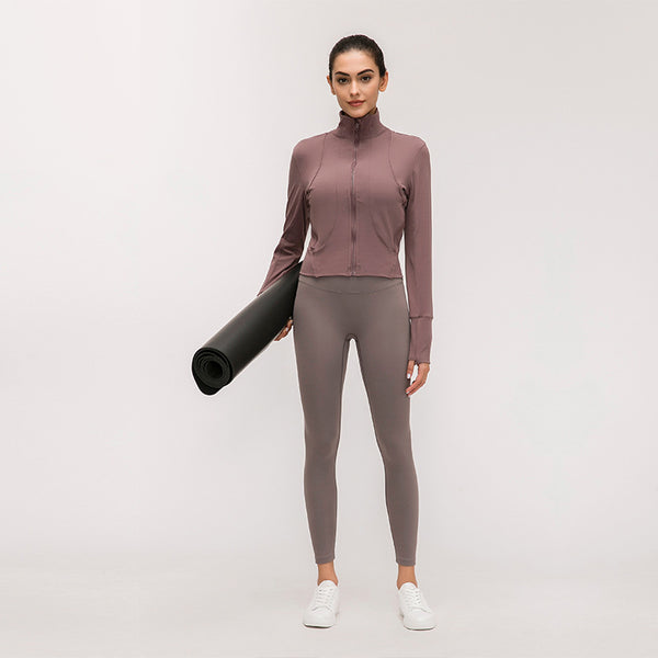 Chaqueta Deportiva para Yoga con Cuello Alto y Manga Larga