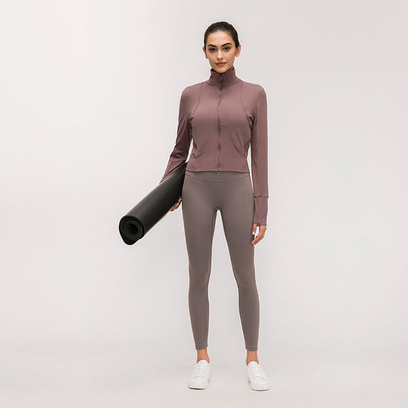 Chaqueta Deportiva para Yoga con Cuello Alto y Manga Larga