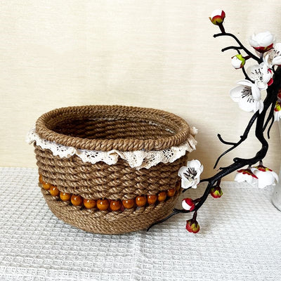 Cesta de Almacenamiento Tejida a Mano - Diseño Retro Minimalista - Image 8
