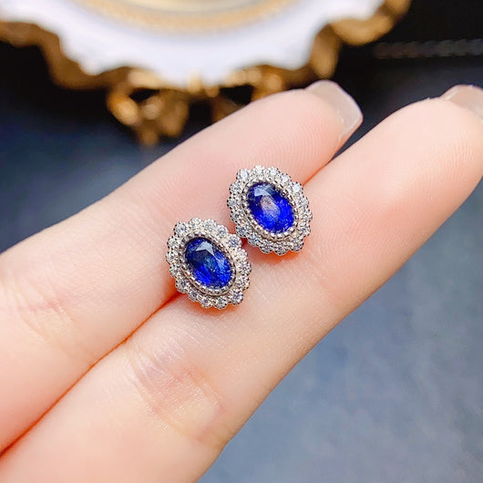 Aretes de Zafiro Natural con Plata S925 - Elegancia Auténtica - Image 3