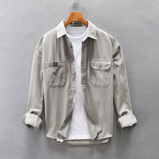 Camisa Suelta Amekaji de Algodón para Hombre con Hombros Relajados - Image 7