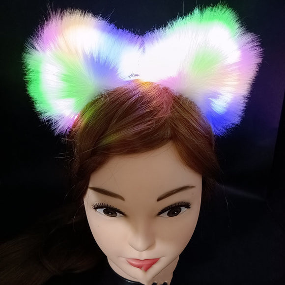 Diadema Orejas de Gato Luminosas con Peluche - Accesorios para Cabello Festivo