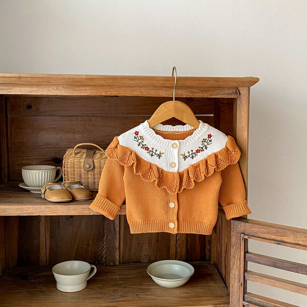 Cardigan de Encaje de Algodón para Bebé Niña - Manga Larga Otoño