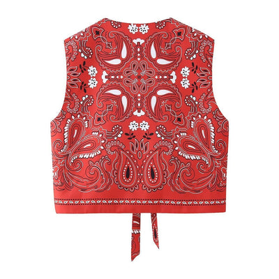 Chaleco Casual de Algodón con Estampado Tie-dye y Cuello Redondo para Mujer - Image 7