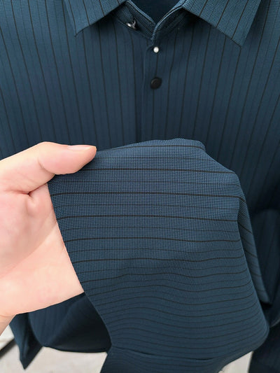 Camisa de Rayas Verticales para Hombre - Primavera y Otoño - Image 23