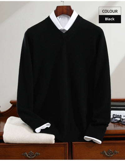 Suéter de Cashmira Puro para Hombre - Cuello V Manga Larga - Image 30