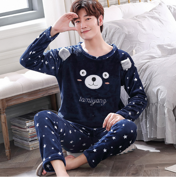 Pijama Térmico de Franela para Hombre con Diseño Infantil
