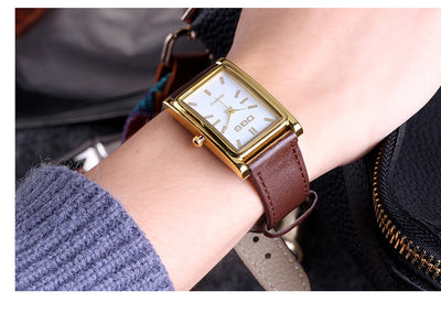 Reloj de Hombre Cuadrado Dorado con Cierre de Pasador y Movimiento de Cuarzo - Image 10