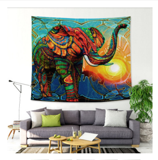 Tapiz de Elefante con Rayos de Sol - Decoración Artística para el Hogar - Image 2