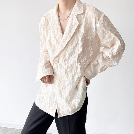 Camisa Unisex Jacquard Bordada en Tono Albaricoque - Image 10