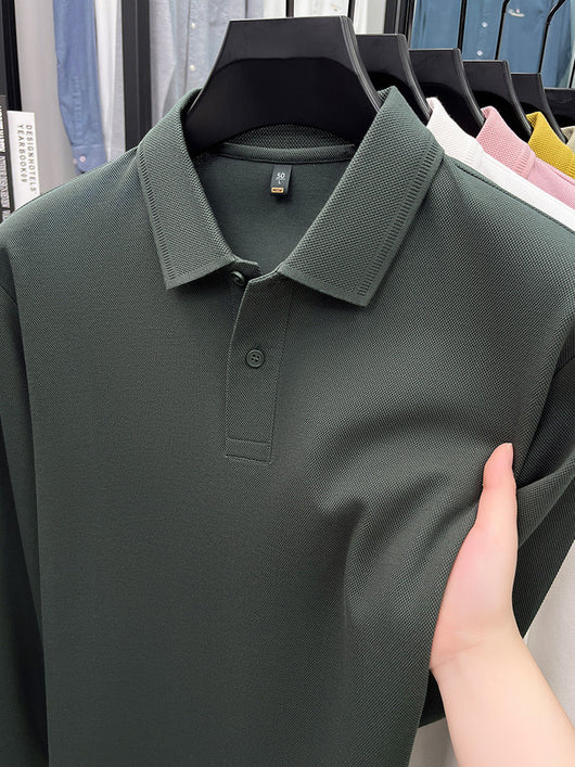 Polo de Algodón Mercerizado Manga Larga para Hombre - Ropa Casual Primavera Otoño - Image 30