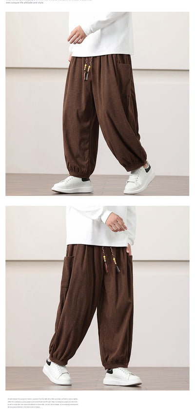Pantalones Harem de Pana Otoño Estilo Chino para Hombre - Image 25