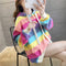 Sudadera Suelta con Capucha de Rayas Arcoíris