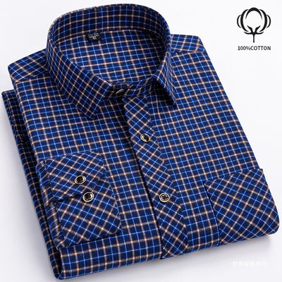 Camisa de Cuadros Suelta en Algodón para Hombre de Manga Larga - Image 2