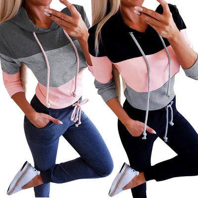Sudadera con Capucha Colorblock y Mangas Largas Holgadas