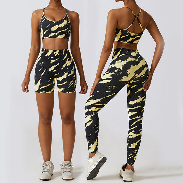 Traje de Yoga Estampado Camuflaje sin Costuras