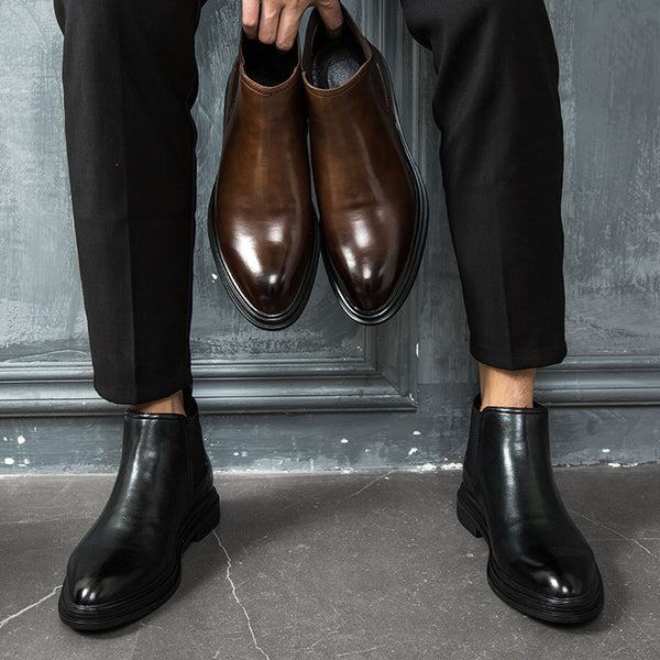 Zapatos de Cuero Puntiagudos Altos para Hombre