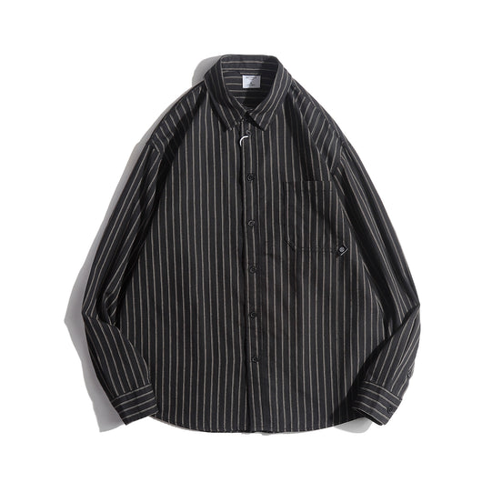 Camisa Retro Japonesa a Rayas para Primavera y Otoño - Image 8