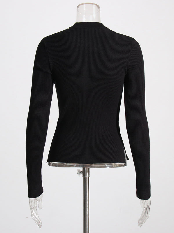 Blusa Tejida Irregular con Detalles Calados para Mujer
