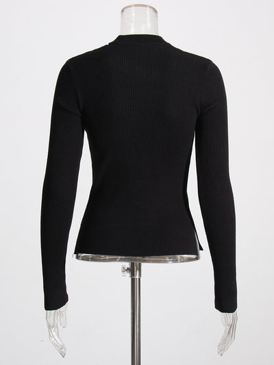 Blusa Tejida Irregular con Detalles Calados para Mujer - Image 2