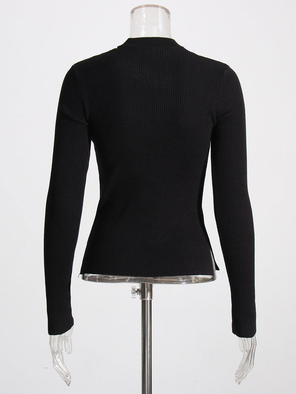 Blusa Tejida Irregular con Detalles Calados para Mujer