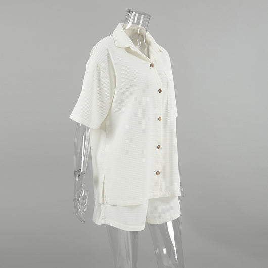Conjunto Playero con Diseño Waffle - Camisa y Shorts - Image 10