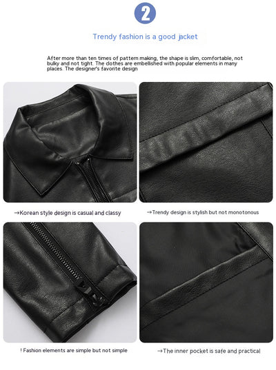 Chaqueta de Cuero para Motociclista Slim Fit Casual - Image 15