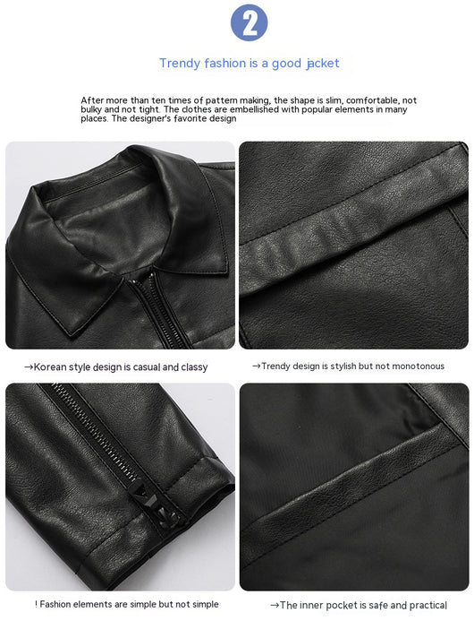 Chaqueta de Cuero para Motociclista Slim Fit Casual - Image 15