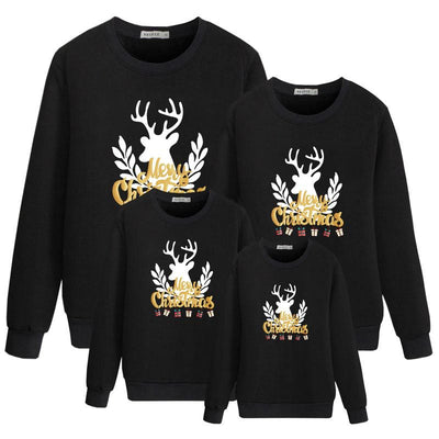 Family matching white long-sleeve crew neck tops with a cute snowman face print, featuring black eyes, an orange carrot nose, and a dotted smile. One adult top - Image 34