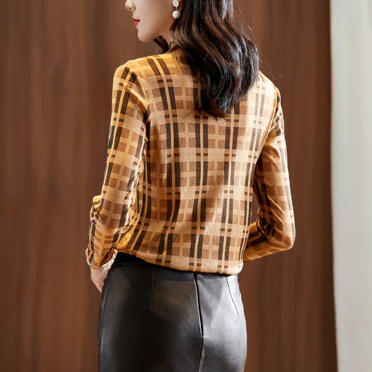 Camisa de Cuadros con Cuello Alto y Manga Larga - Image 3