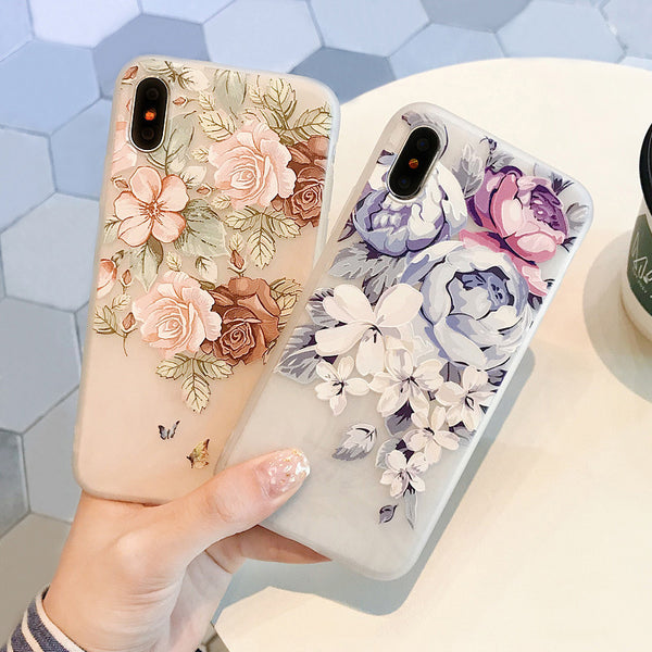 Funda para Celular con Flores en Relieve